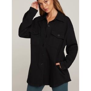 Good American Fleece Shirt Jacket / Shacket Black  Size 3/4 Large XL